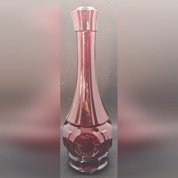 Vintage WHEATON MCM Ruby Red Bullseye 9" Glass Bud Vase Personally Engraved - Picture 4 of 11
